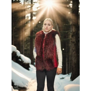 Kadın Kolsuz Fermuarlı Yelek - Kırmızı