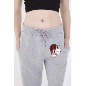 Kadın Lastikli Baskılı Eşofman Pantolon - Gri