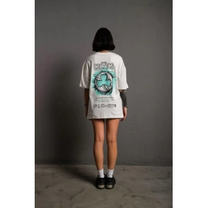 Kadın Sırt Baskılı T-shirt - Beyaz