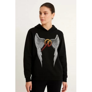 Metallica İki İplik Kapüşonlu Ön ve Arka Baskılı hoodie - Siyah