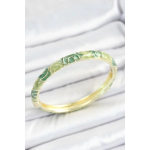 Mineli Pirinç Yeşil Sarmal Desenli Gold Renk Kadın Kelepçe