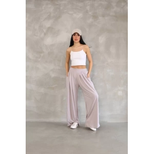 Osy Modal Yumuşak Dokulu Kadın Kumaş Boru Paça Salaş Eşofman - Bej