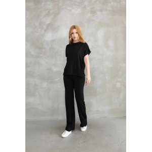 Osy Modal Yumuşak dokulu Kumaş Bisiklet Yaka Kısa Kollu Takım - Siyah