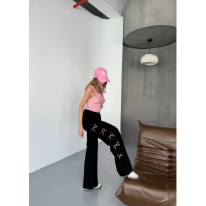 Osy Modal Yumuşak Dokulu Kumaş Nakış işlemeli Rahat Bol Paça Eşofman Pantalon - Siyah