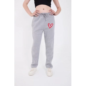 Oversize Boru Paça Baskılı Eşofman Pantolon - Gri