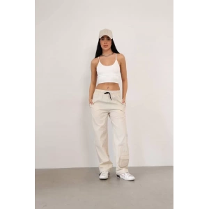 Paraşüt Kumaş Kargo Ceplı Baggy Eşofman- Bej