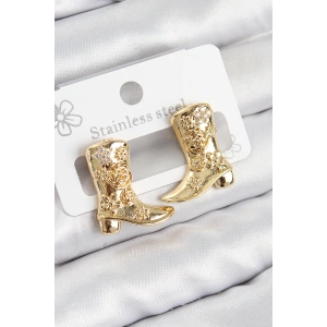 Pirinç Çizme Model Gold Renk Kadın Küpe