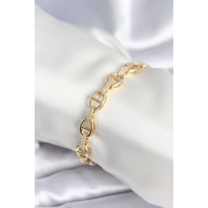 Pirinç Gold Renk Parçalı Zincir Model Kadın Bileklik