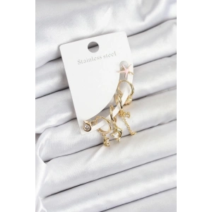 Pirinç Gold Renk Set Küpe