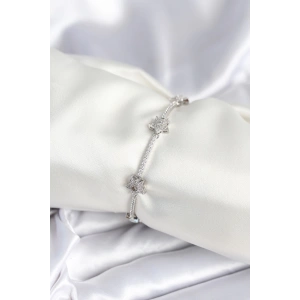 Pirinç Gümüş Renk Yıldız Model Kadın Bileklik