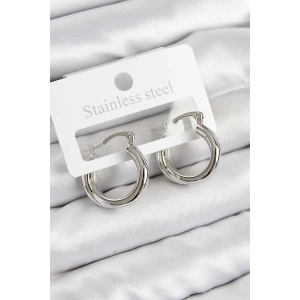 Pirinç Halka Model Gümüş Renk Kadın Küpe