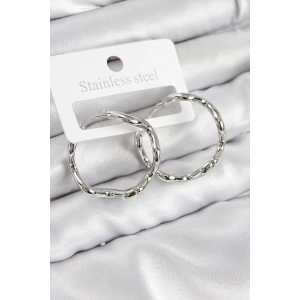 Pirinç Halka Model Gümüş Renk Kadın Küpe