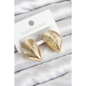 Pirinç İstiridye Model Gold Renk Kadın Küpe