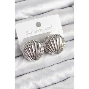 Pirinç İstiridye Model Gümüş Renk Kadın Küpe