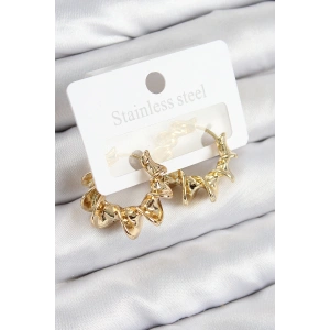 Pirinç Kıvrımlı Halka Model Gold Renk Kadın Küpe