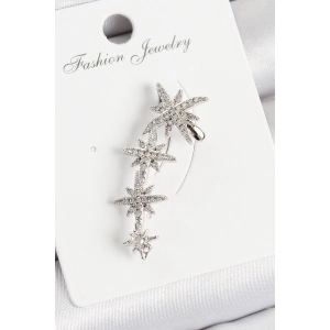 Pirinç Kutup Yıldızı Model Gümüş Renk Sağ Kıkırdak Küpe