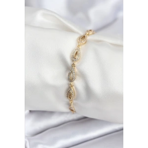 Pirinç VIP Seri Gold Renk Sıralı Damla Model Kadın Bileklik