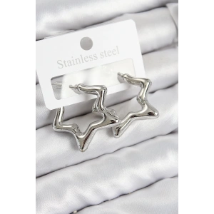 Pirinç Yıldız Model Gümüş Renk Kadın Küpe