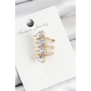 Pirinç Zirkon Taşlı Damla Model Gold Renk Sağ Kıkırdak Küpe