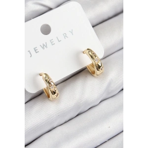 Pirinç Zirkon Taşlı Halka Model Gold Renk Kadın Küpe