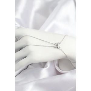 Pirinç Zirkon Taşlı Kelebek Model Gümüş Renk Şahmeran