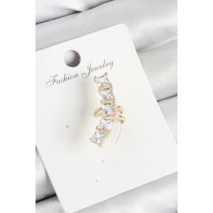 Pirinç Zirkon Taşlı Model Gold Renk Sağ Kıkırdak Küpe