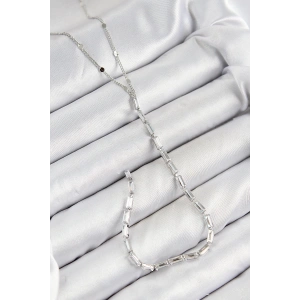 Pirinç Zirkon Taşlı Model Gümüş Renk Y Kolye