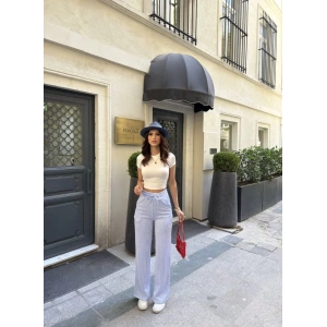 Su Yolu Çizgili kolay Kombinle Ne Bilir Cepli Pantolon - Açık Mavi