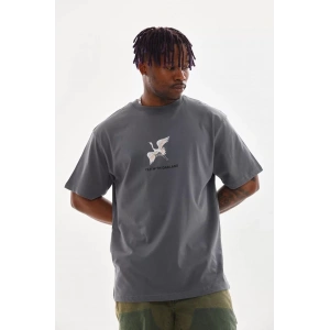 Unisex Baskılı Oversize T-Shirt - Füme