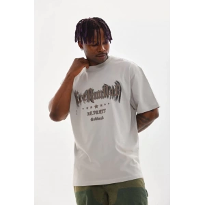 Unisex Baskılı Oversize T-Shirt - Gri