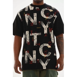 Unisex Baskılı Oversize T-Shirt - Siyah