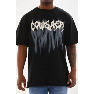 Unisex Baskılı Oversize T-Shirt - Siyah