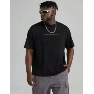 Unisex Baskılı Oversize T-Shirt - Siyah