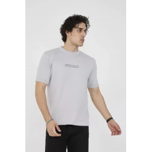 Unisex Bisiklet Yaka Slim fit T-Shirt- Boyalı Gri