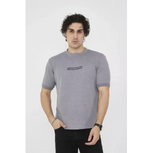 Unisex Bisiklet Yaka Slim fit T-Shirt- Gri