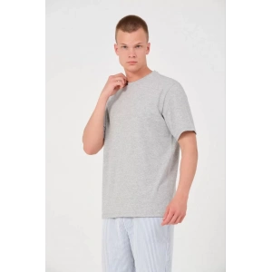 Unisex Düz Biskilet Yaka Oversize T-shirt - Gri