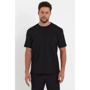 Unisex Düz Biskilet Yaka Oversize T-shirt - Siyah