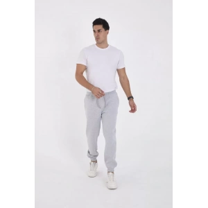 Unisex Kışlık Üç İplik Lastikli Eşofman Pantolon - Gri