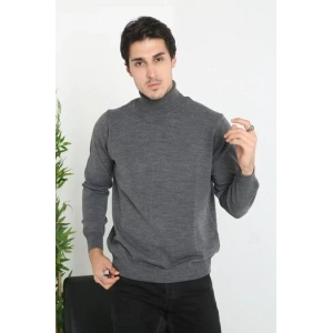 Unisex Tam Boğazlı Balıkçı Yaka Dokuma Triko - Füme