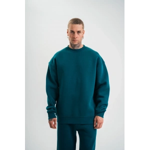 Uzun Kol Bisiklet Yaka Basic SweatShirt - Koyu Deniz Yeşili