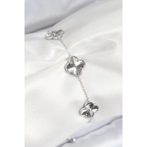 VIP Pirinç Yonca Model Gümüş Renk Kadın Bileklik