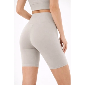 Yüksek Bel Biker Sporcu Şort - Taş