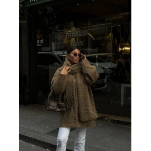 Yün Cıkartılabilen Atkılı ,Kaban İkili Takım- Kahve