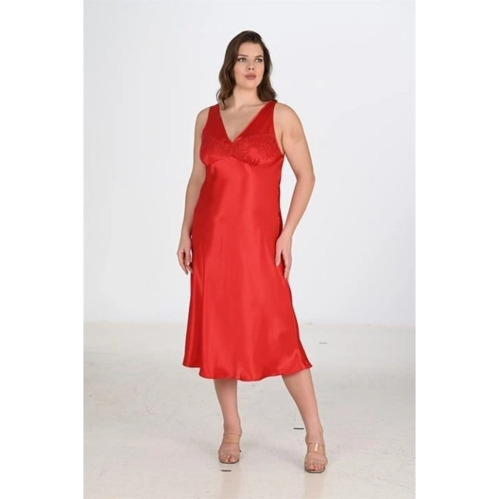 2li Kırmızı Sabahlık Takımı Bigsize 6226