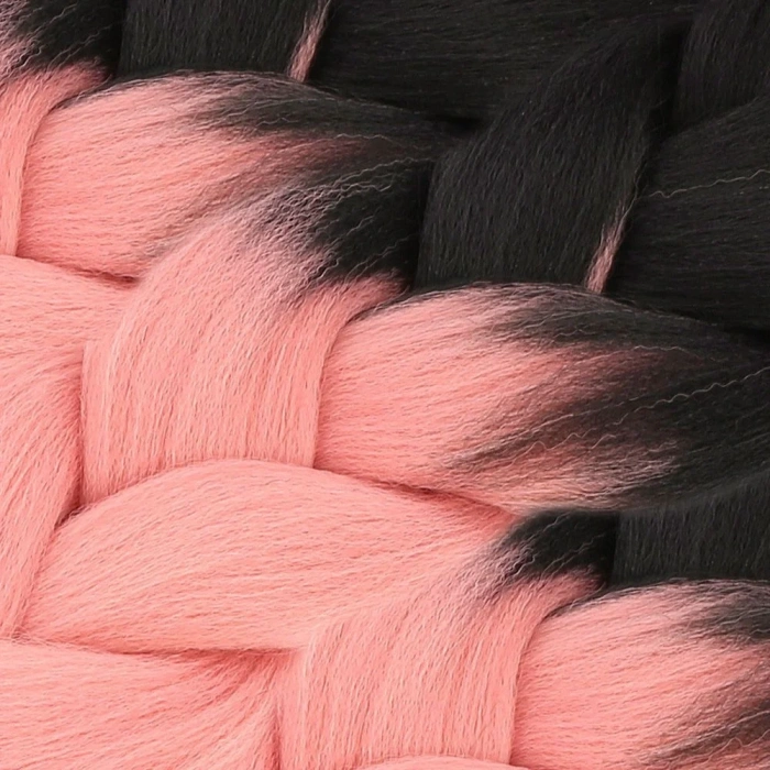 Afrika Örgülük Sentetik Ombreli Saç 100 Gr. - Siyah / Pudra Pembe