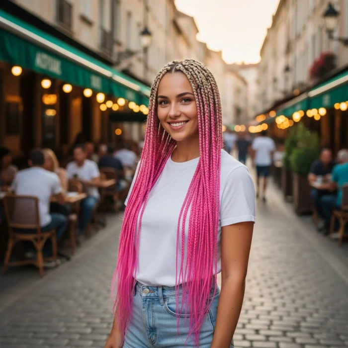 Afrika Örgüsü Ve Rasta İçin Sentetik Ombreli Saç - Platin / Pembe