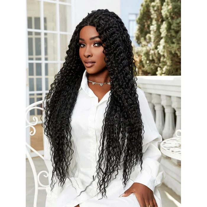 Afro Dalga Fiber Sentetik Tül Peruk - Siyah