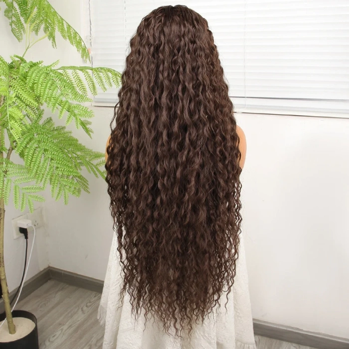 Afro Dalga Kumral Fiber Sentetik Tül Peruk