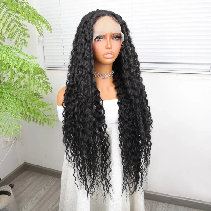 Afro Dalga Siyah Fiber Sentetik Tül Peruk