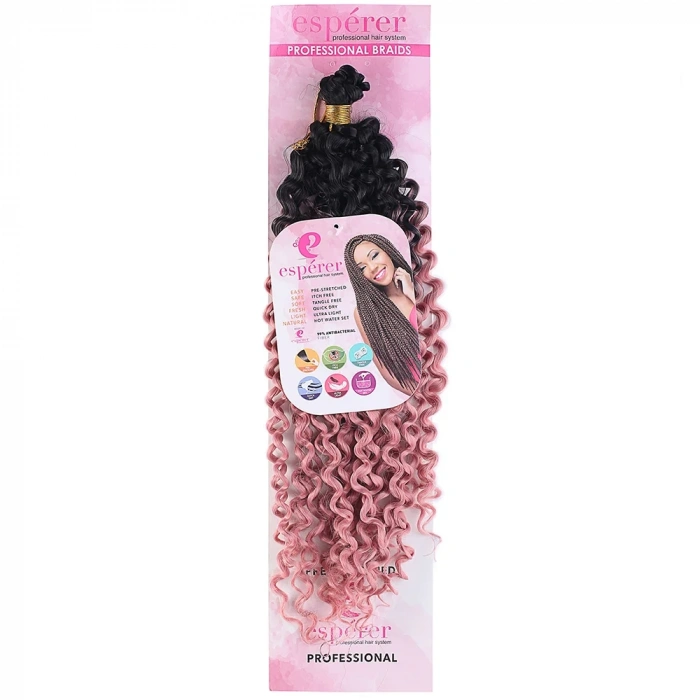 Afro Dalgası Saç - Siyah Gül Kurusu Ombreli